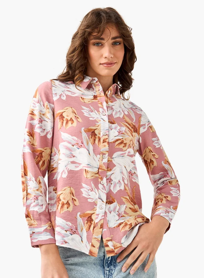 سبلاش فيڤ Viscose Shirt with Floral Print